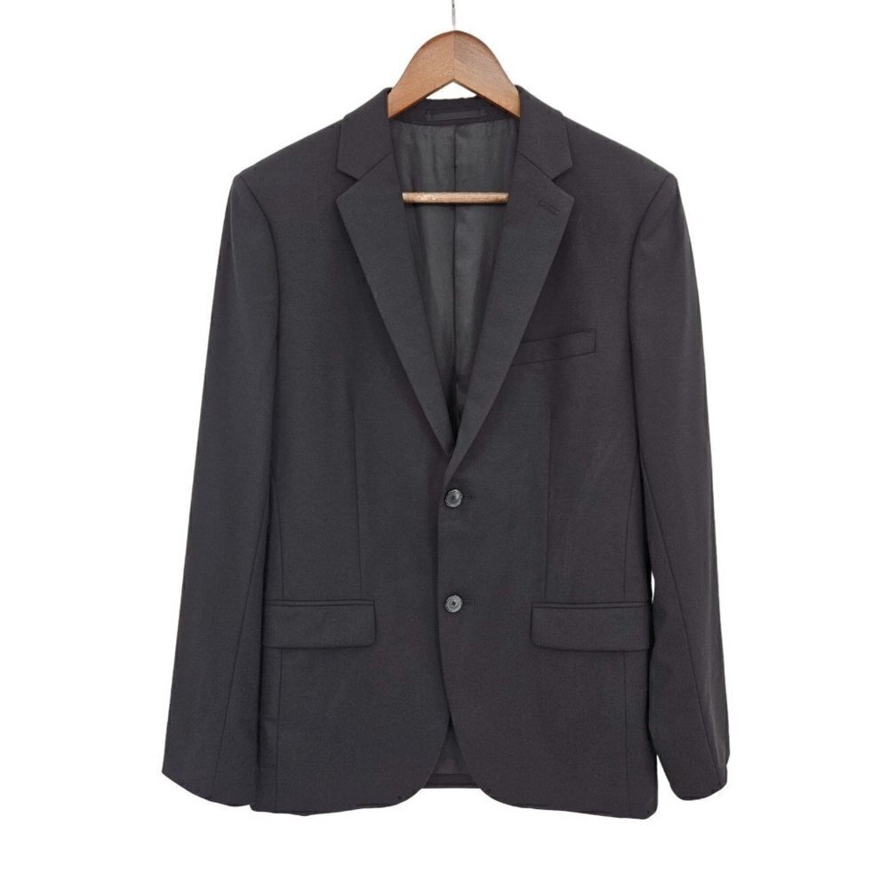 Theory Mens Wool Single Breasted Suit Jacket Sz 38R Wellar‎ Sports Coat Black